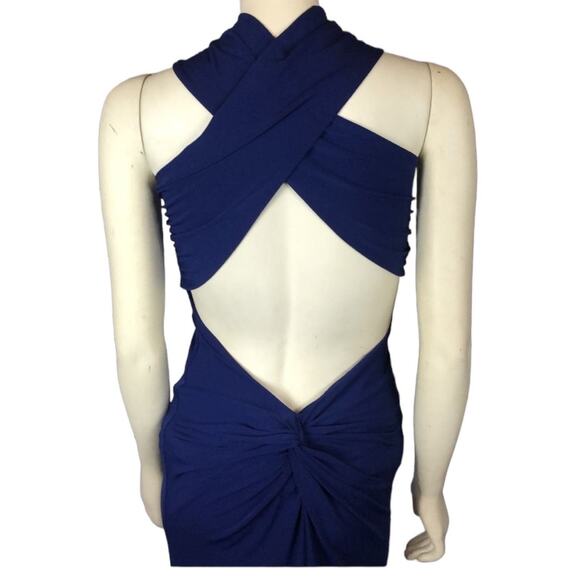 AG STUDIO Navy halter neck cutout back maxi dress size small - Picture 2 of 14